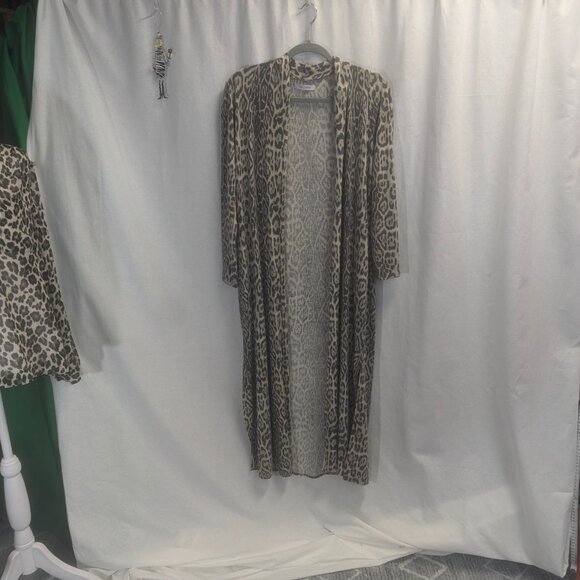 Ces Femme Size Small Long Open Cardigan Leopard Print - Picture 14 of 15